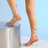 2025 Neue Glitzer Strasssteine Damen Pumps Kristall Seide Spitzschuh Schnallenriemen Dünne Hohe Absätze Party Abschlussball Schuhe