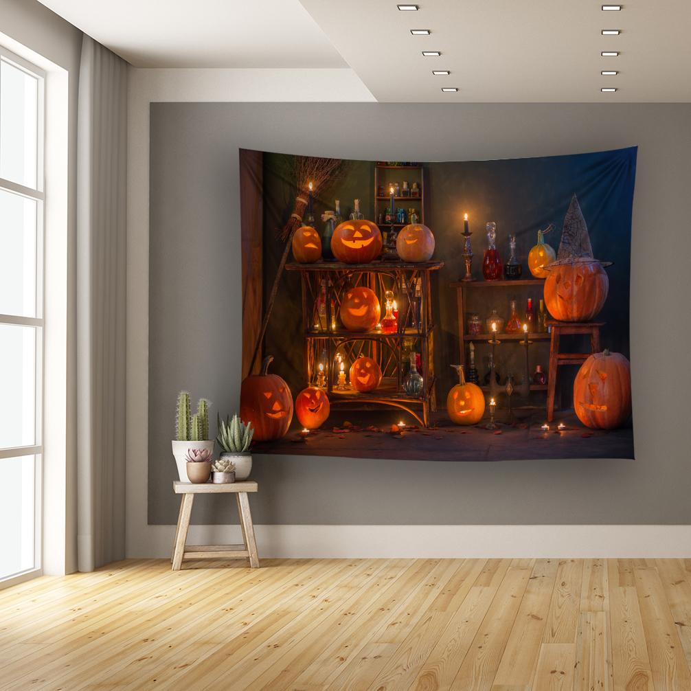 Horror Pumpkin Halloween Series Printed Tapestry Home Living Room Bedroom Wall Decoration Background Fabric Tapestry