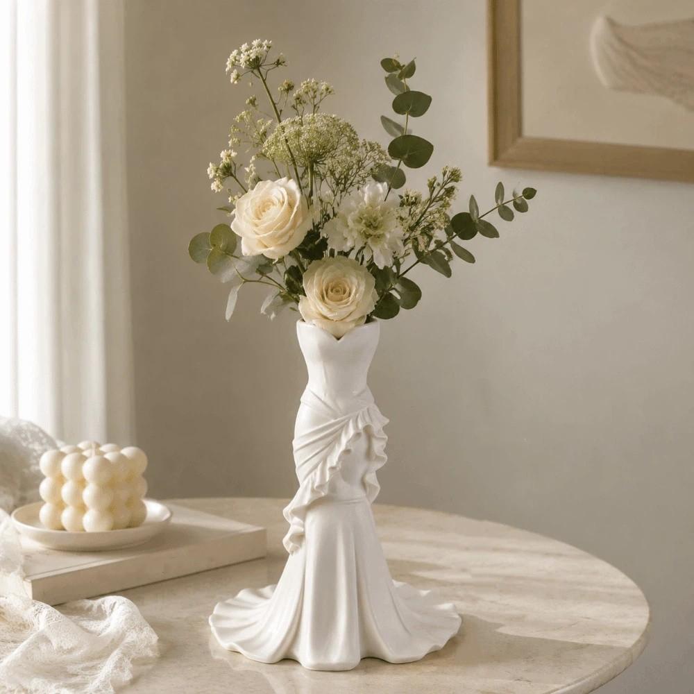 Dress Shape Flower Vase 3D Printed Pencil Holder Creative Desktop Ornaments Office