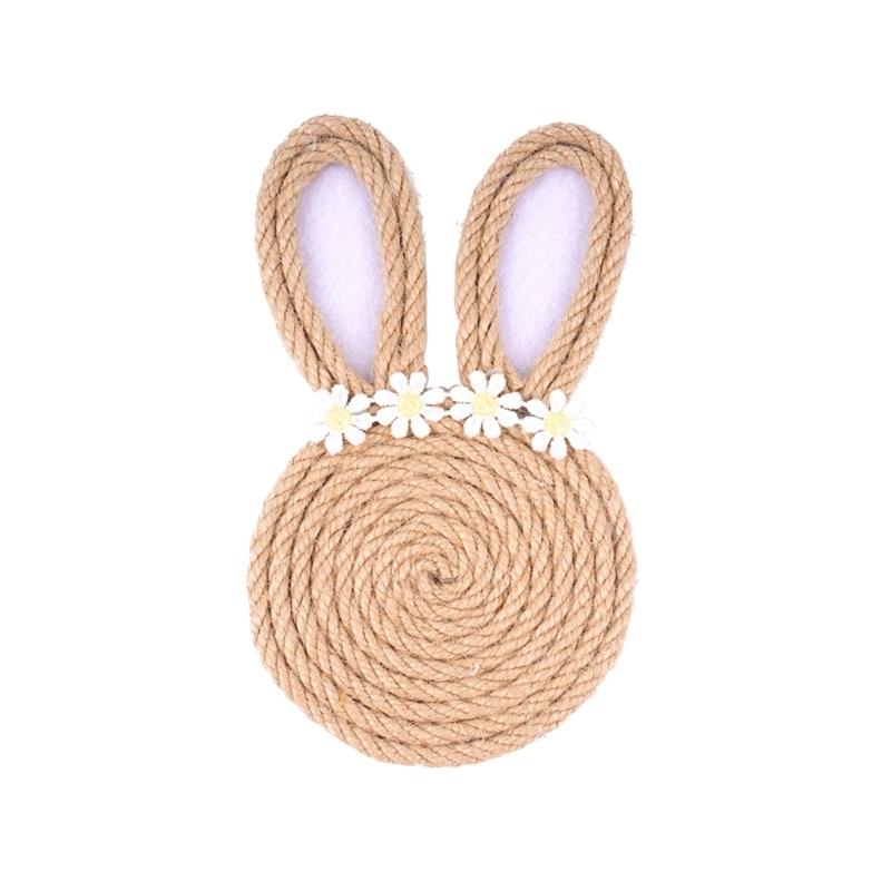 Unique Easter Themed Coasters Woven Rope Nonwoven Fabric Rabbit Shape Drink Mats Gift For Housewarmings Or Parties
