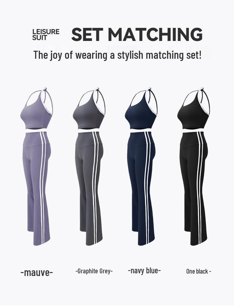 Damski Zestaw Spodnie Micro Flare do Jogi w Bloki Kolorystyczne i Top