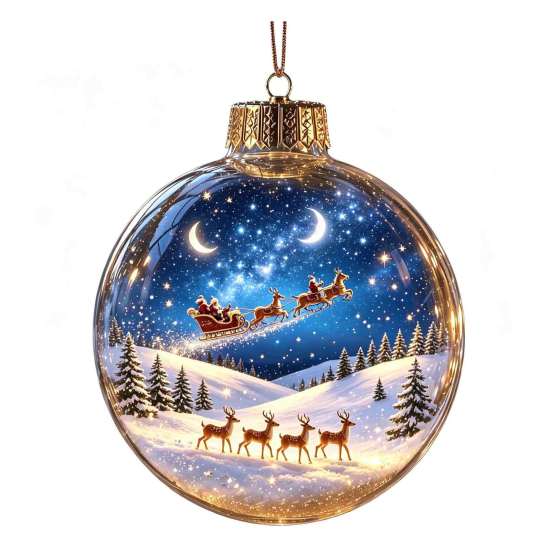 Palline di Plastica per Festa Ornamento Luminoso Storia di Natale, Palla Appesa 3D Luminosa con LED Caldo, Mini Decorazione Festiva da Interno/Esterno Festività