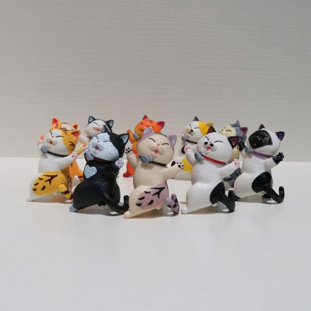

9/10PCS DIY Cat Figures Statue PVC Decoration Crafts Cute Cat Doll Ornaments Home Decoration C 9PCS