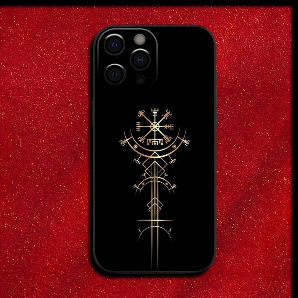 V-Viking V-Vegvisir Navigation Compass Phone Case For iPhone 16,15,14,13,12,11,Pro,XS,Max,XR,Plus,E,SE4,Mini Black Cover
