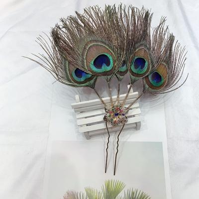 Băț de păr cu pene cu strasuri în formă de pană, floare, pentru femei, fete, floare pentru podoabe tradiționale de cap, bijuterii de păr