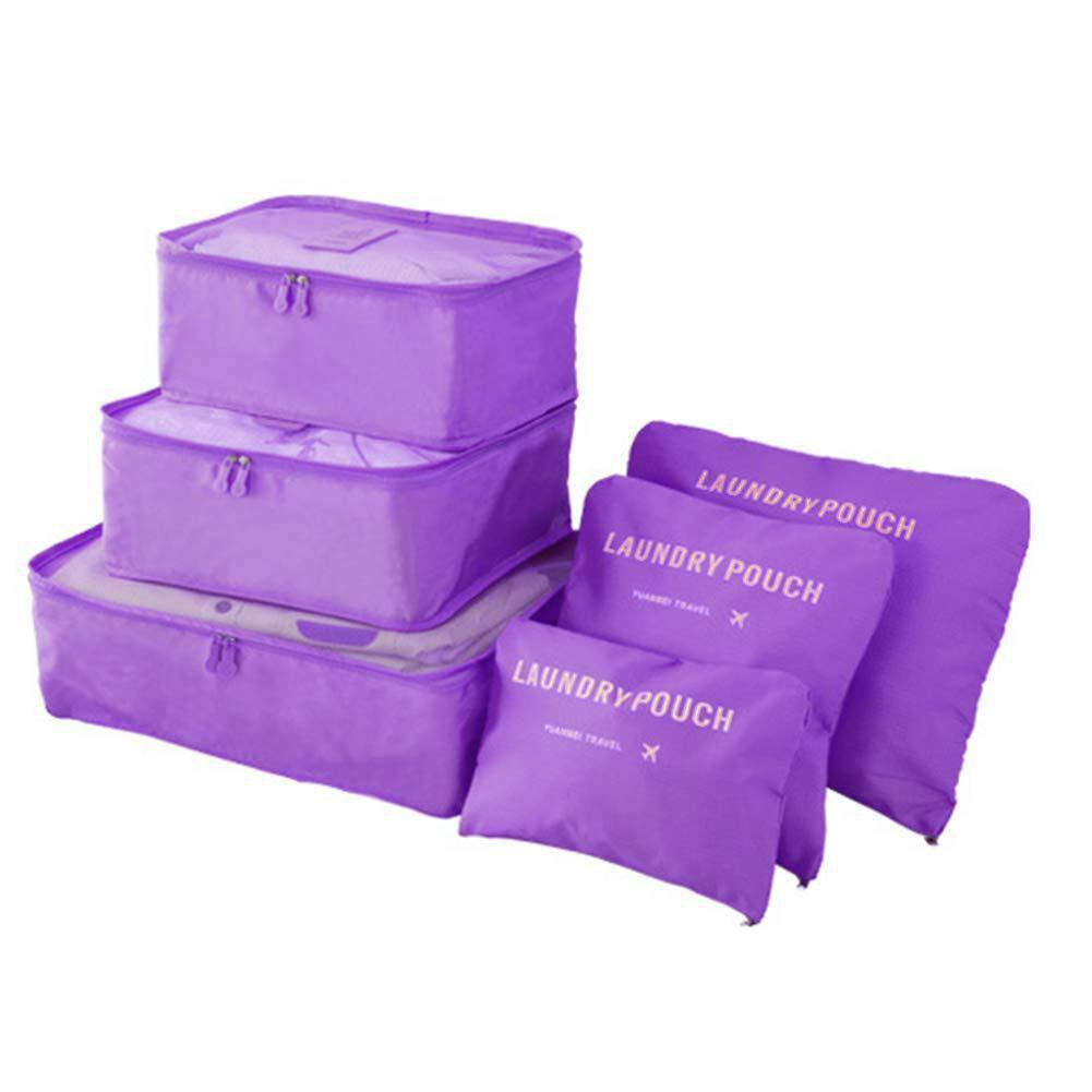 6 Pcs/Set Travel Organizer Storage Bag Set Bedroom Living Room Home Closet Bags Clothes Organization Pouch Suitcase Solid Color
