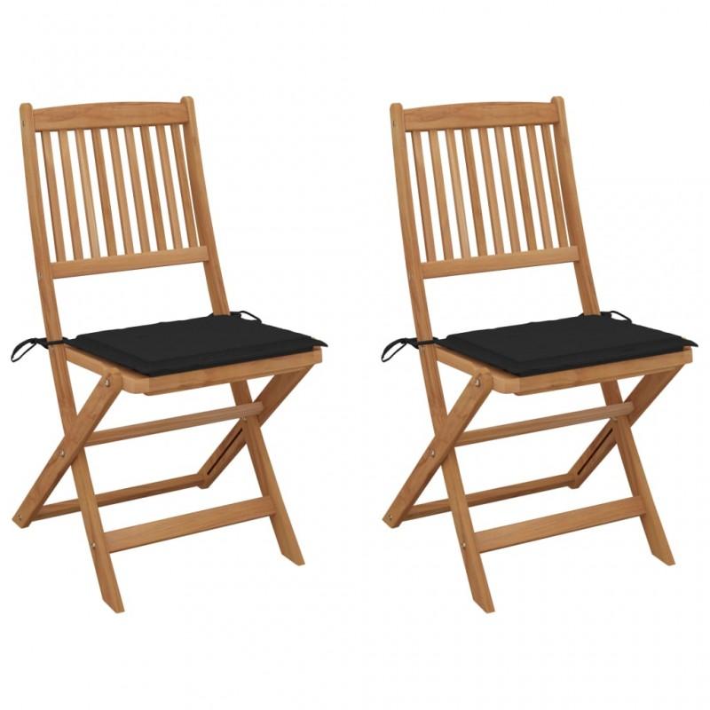 Day and Night - Day and Night Folding Garden Chairs 2 Units and Cushions Solid Acacia Wood