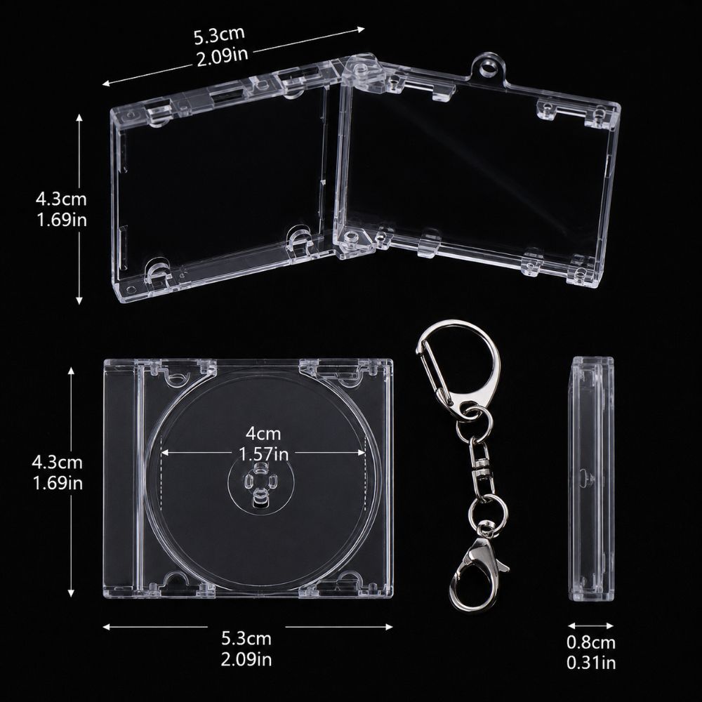 5pcs Acrylic Mini CD Holder NFC Personalized Keychain Album Case Multi-Functional Universal Key Pendant Backpack Hanging Decor