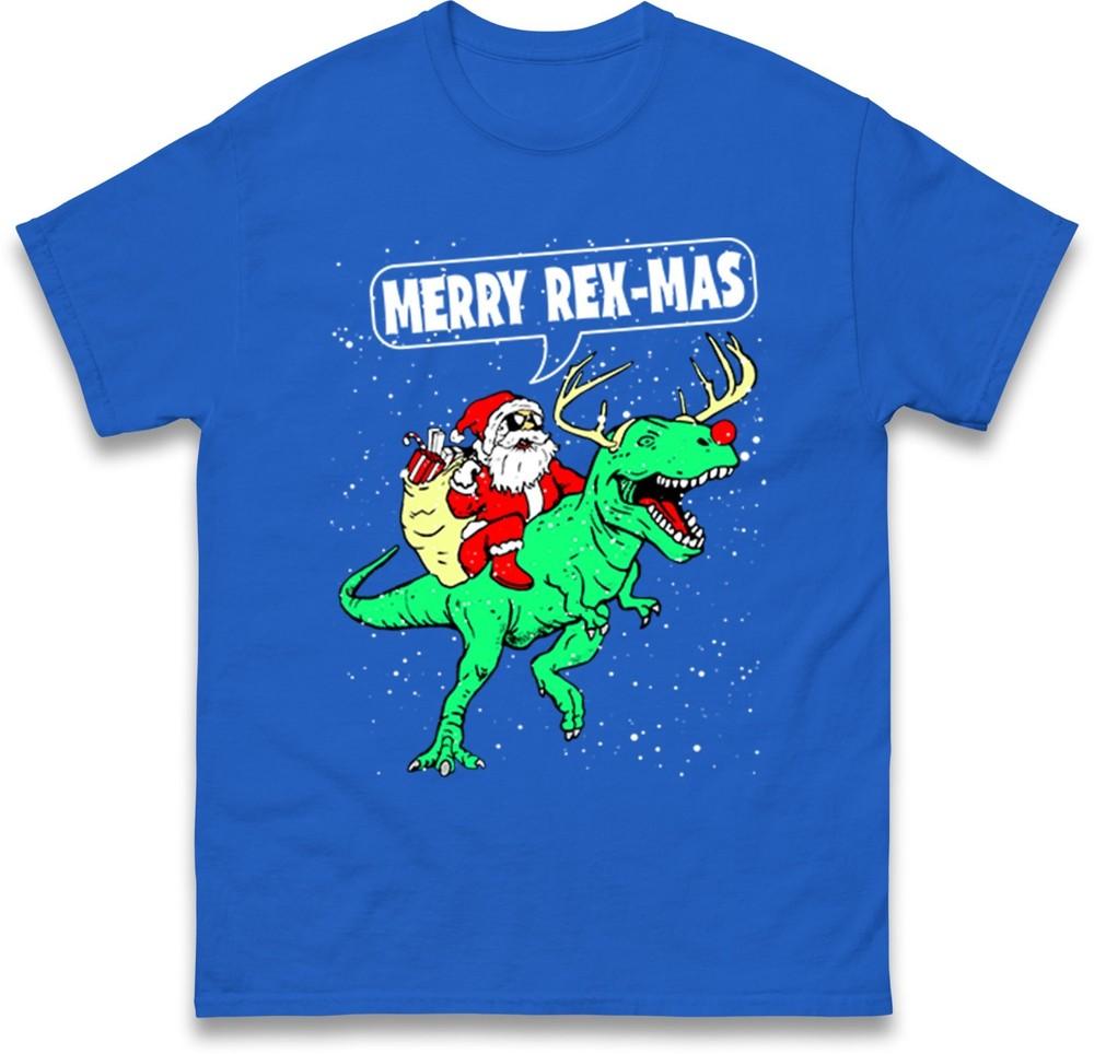 Merry RexMas TShirt Funny Christmas Dinosaur TRex Santa Claus Gift Tee Top