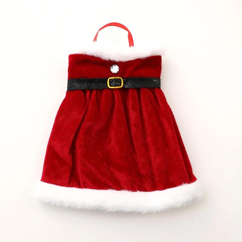 Velvet Chrismas Bottle Cover Red Wine Bottle Cover Skirt Dress With Belt Set Handmade Bags Christmas Decorations Wine Accessories For Holiday YFA2232