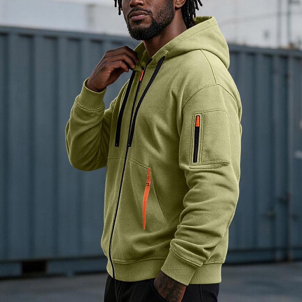 Herren Zip-Up Kapuzenjacke mit mehreren Taschen Sportlich-Lässiges Oberteil für den täglichen Gebrauch