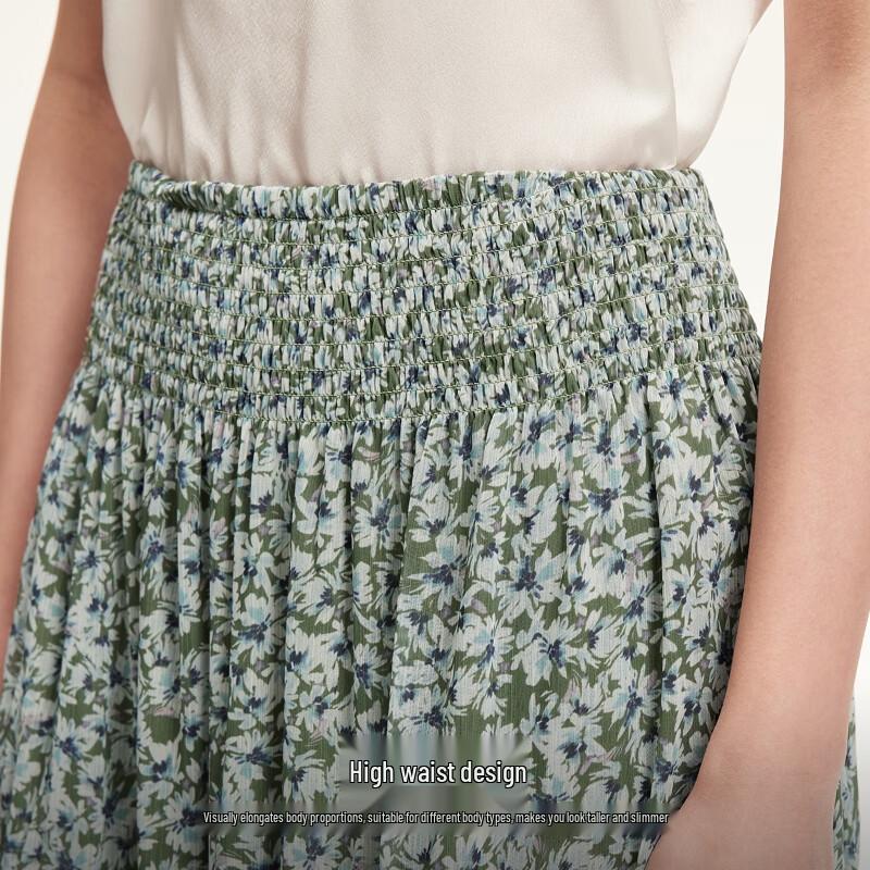 VEROMODA Floral Print High-Waist Midi Skirt