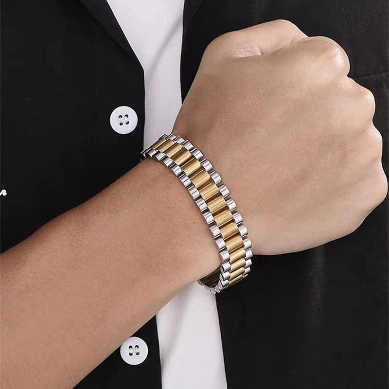 Stainless Steel Bracelet with Strap - High-end, Fashionable, Retro, Versatile Hand Jewelry for Both Men and Women