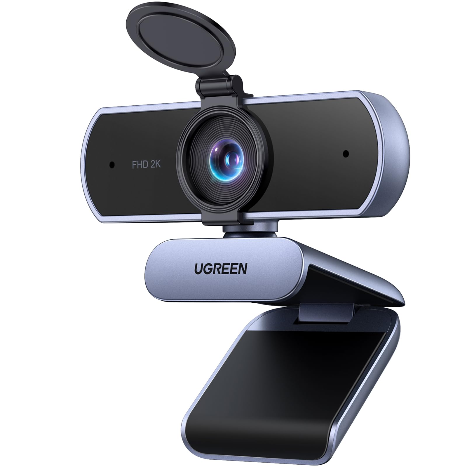 ISSOKU ITTO UGREEN FineCam Lite 2K Ultra HD 1080P PC Webcam met Privacy Automatisch Licht voor Video Windows Mac OS FaceTime USB Webcam Webcam, Ingebouwde Microfoon, grijze kleur