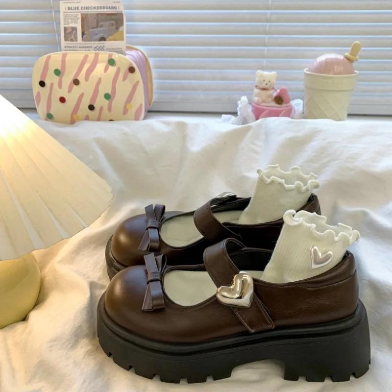 Ladies Shoes on Sale  Mary Janes Women's High Heels Platform Casual Pumps Women Solid Round Toe Med Heel Bow Tie Shoes Women