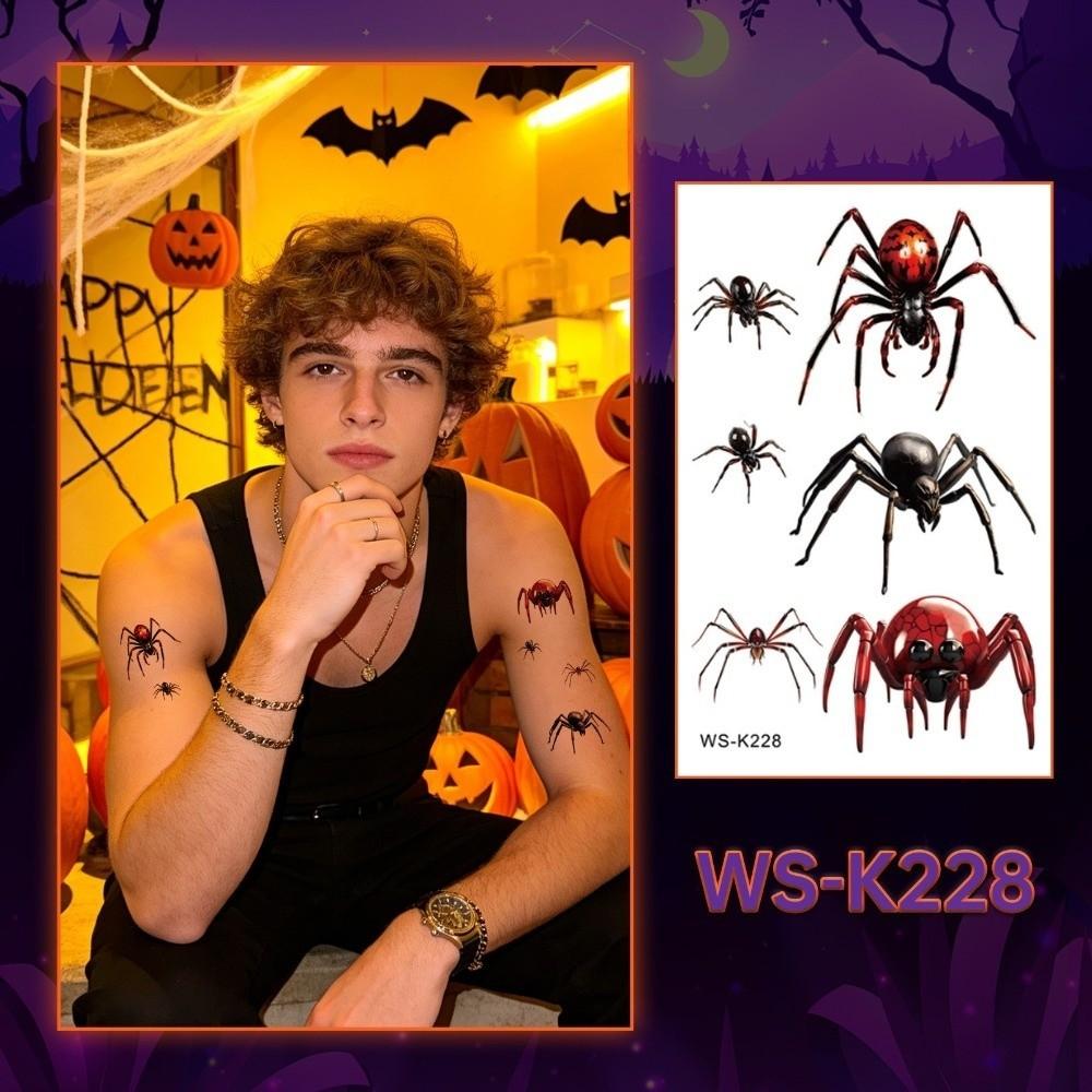 Waterproof Spider Tattoo Realistic Halloween Face Tattoo Body Art Body Tattoo Stickers Face Makeup