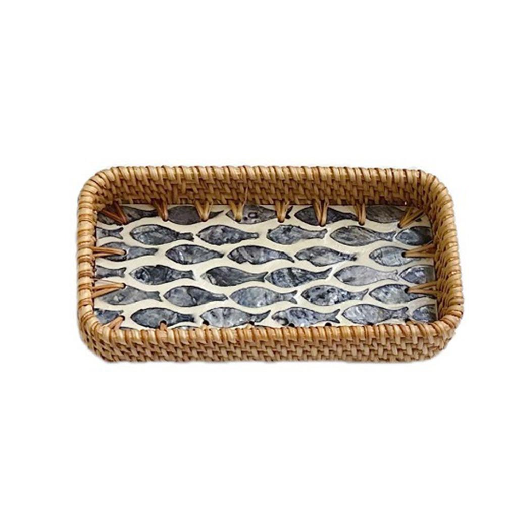 Hand Woven Rattan Shell Tray Colorful Bread Baskets Tray Splicing Shell Rattan Basket  Living Room