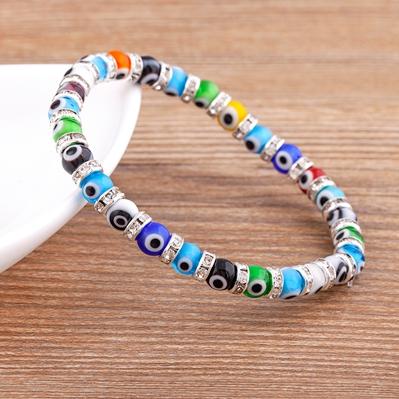Hot Sale 8 Colors Fashion Design Evil Eye Bead Bracelet Men Women 6MM Classic Mini Macrame Crystal Charm Adjustable Jewelry Gift