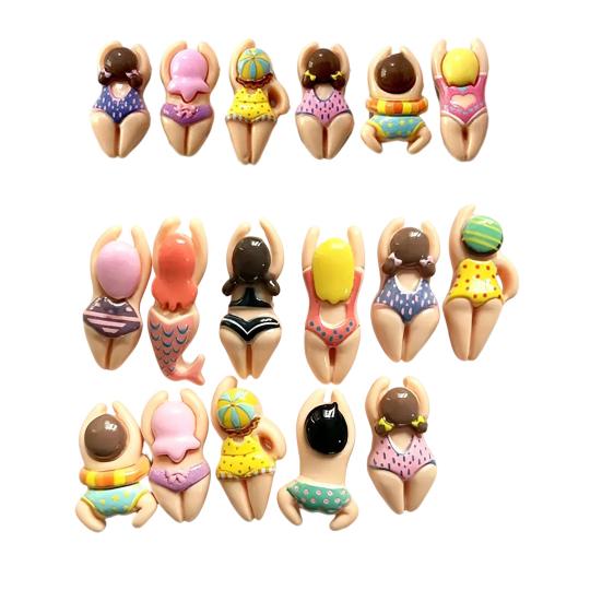 Schwimm-Athlet Magnet 6/11 Stück 3D Figur Kühlschrankmagnet Cartoon Bikini Frauen Küche Dekoration
