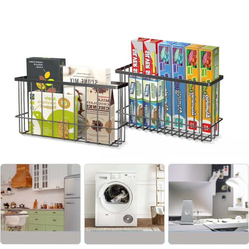 QINGQIU Wrap Holder, Magnetic, Stylish Black, Refrigerator Magnetic, Kitchen Storage for Aluminum Foil, Parchment Sheets, and Wraps