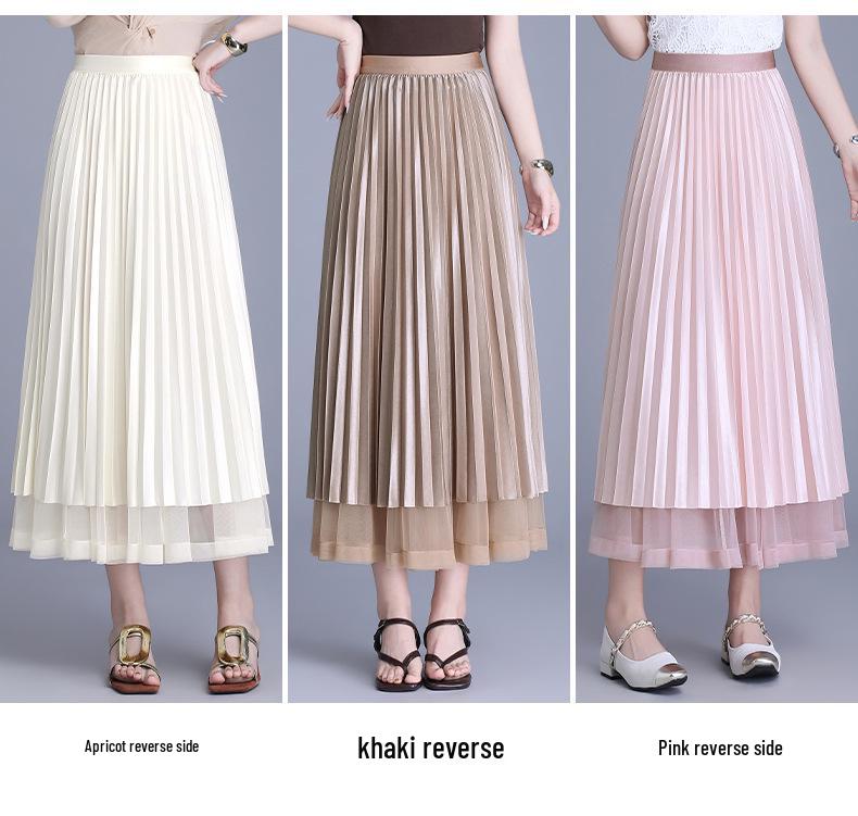 Purple Sequined A-Line Half-Skirt: Fashionable, Slimming, Versatile, with a Large Hem for a Loose Fit.