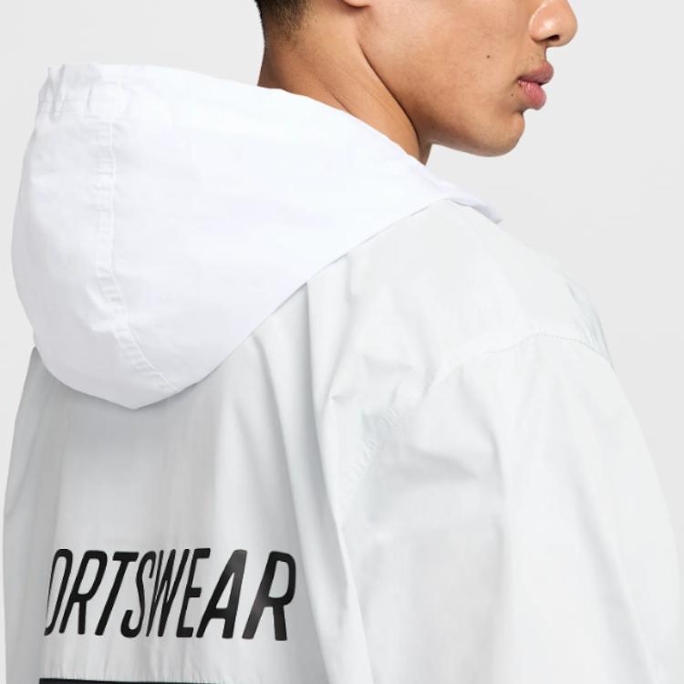Nike Clubsportswear Marina Hooded Comfortable Fashion Long Sleeve Jacket Men Jacket Photon-Dust Black White HJ1958-025