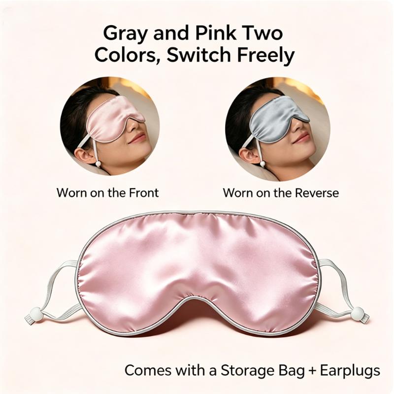 Double Color Silk Sleep Eye Mask, Soft Skin Friendly Light Block Mask, 3-Layer Cloud Feel Fatigue Relief