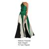1 Set Bankettkleid Kontrastfarbe Atmungsaktiv Bodenlang Großer Saum Abendkleid