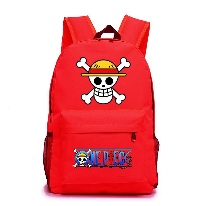 One Piece Anime School Backpack Kids Lightweight Ergonomic Dual-Shoulder Bag With Geometric Print Oxford Fabric
