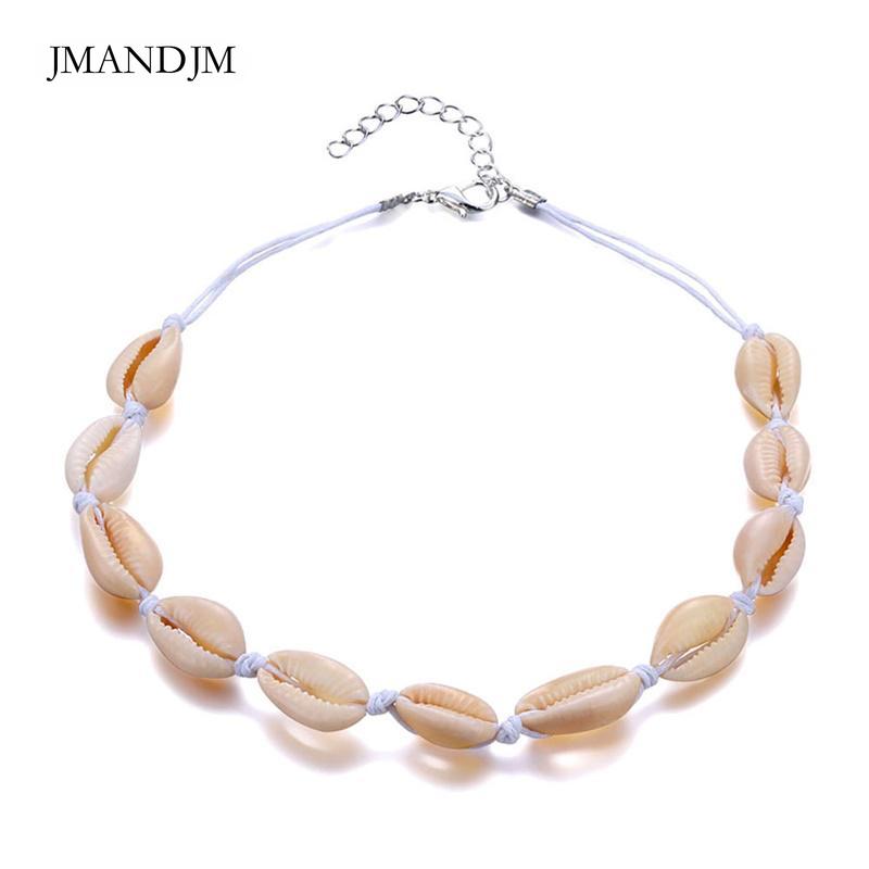 Nový módní černý řetízkový řetízek z přírodních mušlí obojek Náhrdelník z mušlí na léto