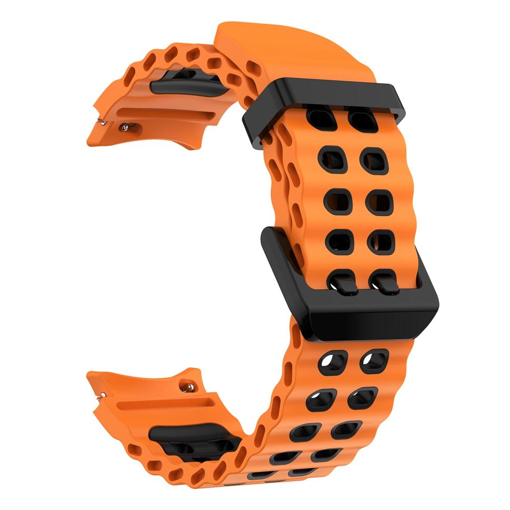 Inga Mellanrum Tvåfärgad Marin Sport Silikonrem För Samsung Galaxy Watch 7 FE 6 5 Pro 4 44mm 40mm Klocka och Armbandsrem