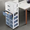 6 Drawer Chest Storage Cabinets Office Drawer Plastic Stacking 6-Drawer Storage Organizer for Office Home White & Blue