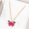 4 Piece Set Women Rose Red Butterfly Zircon Necklace Bracelet Earring Set Fashionable Versatile High End Personalized Zircon