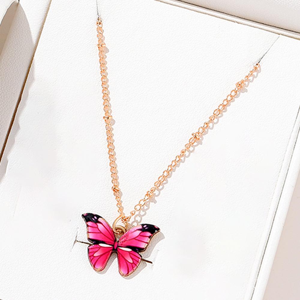 4 Piece Set Women Rose Red Butterfly Zircon Necklace Bracelet Earring Set Fashionable Versatile High End Personalized Zircon