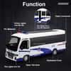 1:32 Scale Coaster Business Bus Model Toy Car Diecast Metal Sound Light Pull Back Police Vehicle Models Toys Gifts for Boys