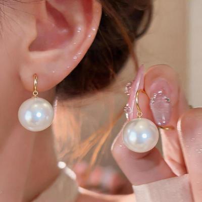 18k Gold Plated French Pearl Geometric Earrings for Women - Elegant and Fashionable Ear Accessories