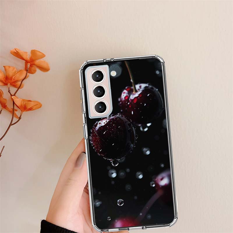 Red Cherry Summer Fruit Clear Phone Cases for Samsung S26 Ultra Galaxy S25 Edge S24 S23 FE S21 Plus S20 S22 S10 Cover Patterned