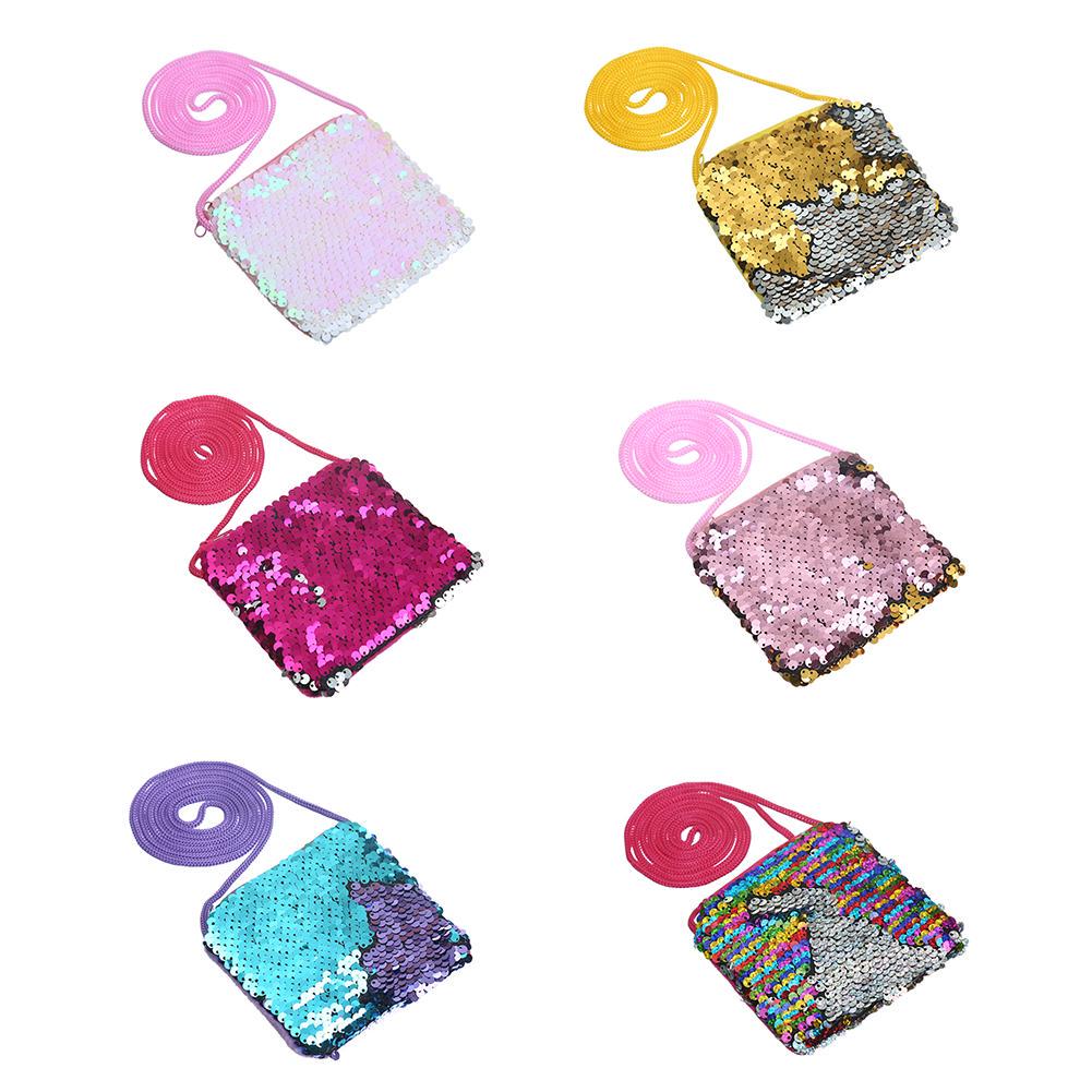 Kids Girls Cute Glitter Sequins Coin Purse Handbag Zip Wallet Pouch Packet Gifts