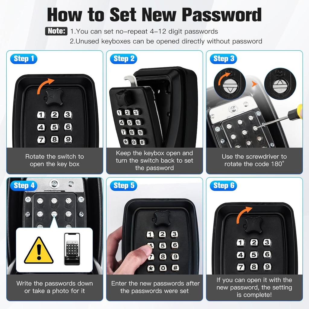 Key Lock Box for Outside, Key Safe Wall Mounted Outdoor Waterproof Extra Large Key Box 12-Digit Combination Key Storage Box with Weatherproof Cover