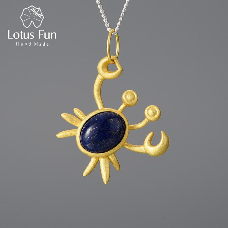 

Lotus Fun, большой натуральный амазонитовый камень, кулон «Мистер Краб», настоящие цепочки и ожерелья из стерлингового серебра 925 пробы для женщин, оригинальные ювелирные изделия