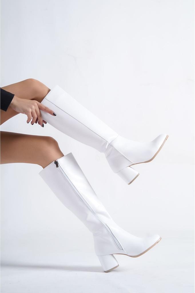 Women Modern Stylish Fashion Boots Boots Faux Leather Oval Toe Side Zipper High Heel Boots