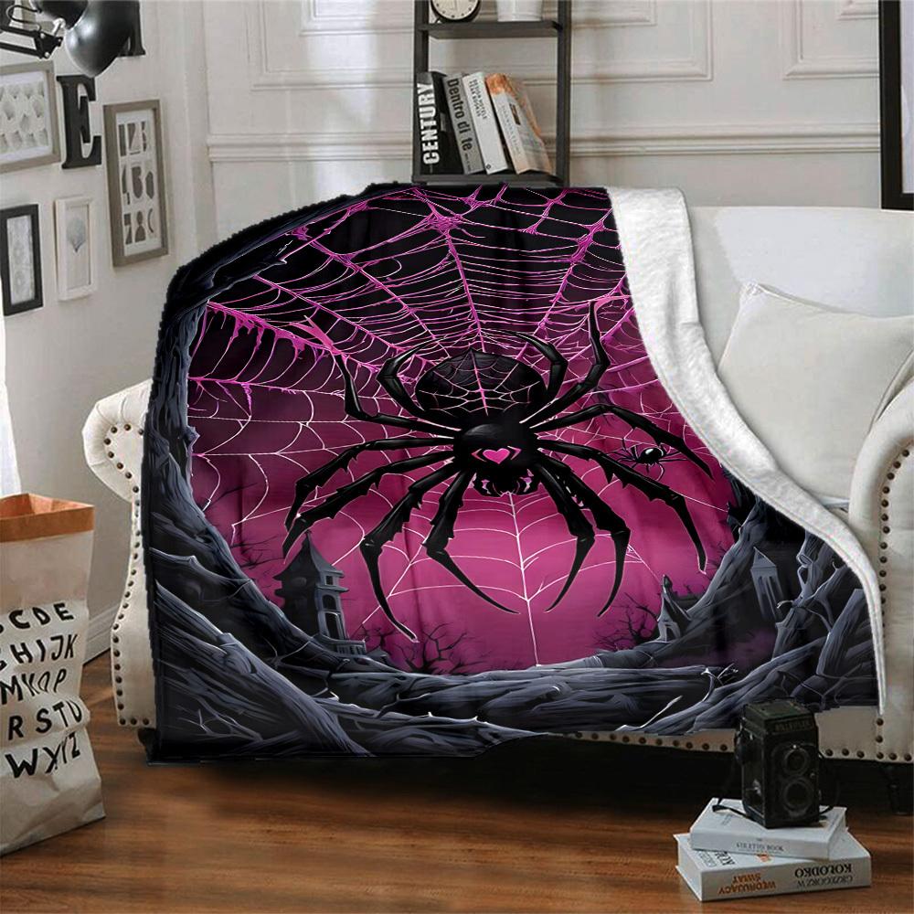 1pc Spider Web Blanket Lightweight Flannel Blanket Throw Blanket For Sofa, Bed, Travel, Camping yy2509026172