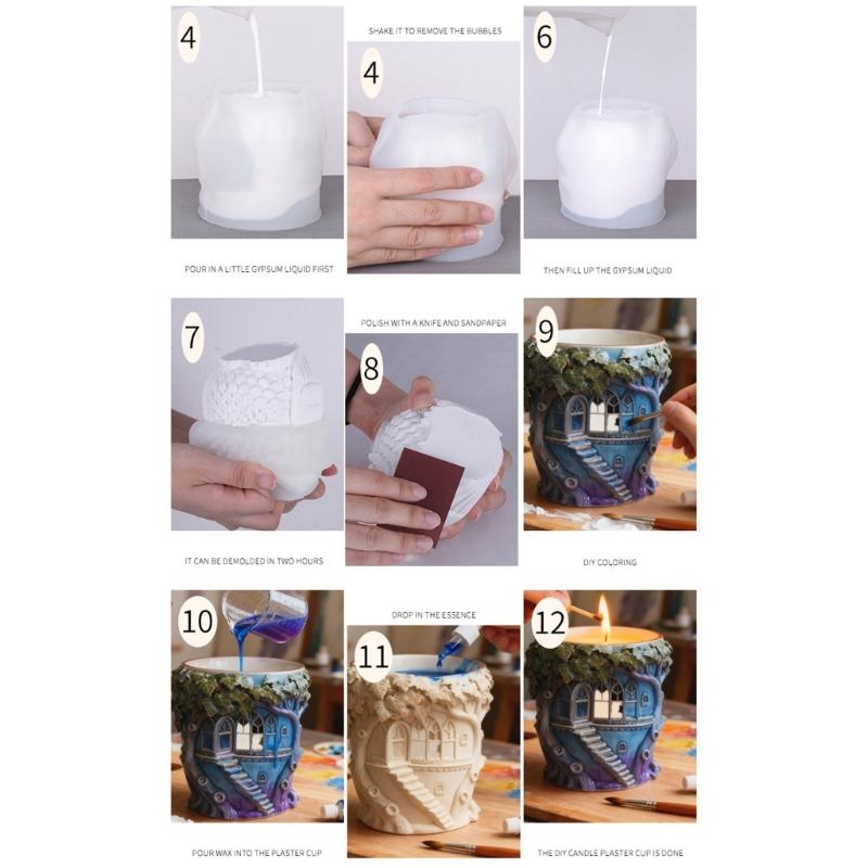 Silicone Tree House Planter Mold For Resin Cement Crafts DIY Jewelry Making Decorative Container Flowerpot Mold