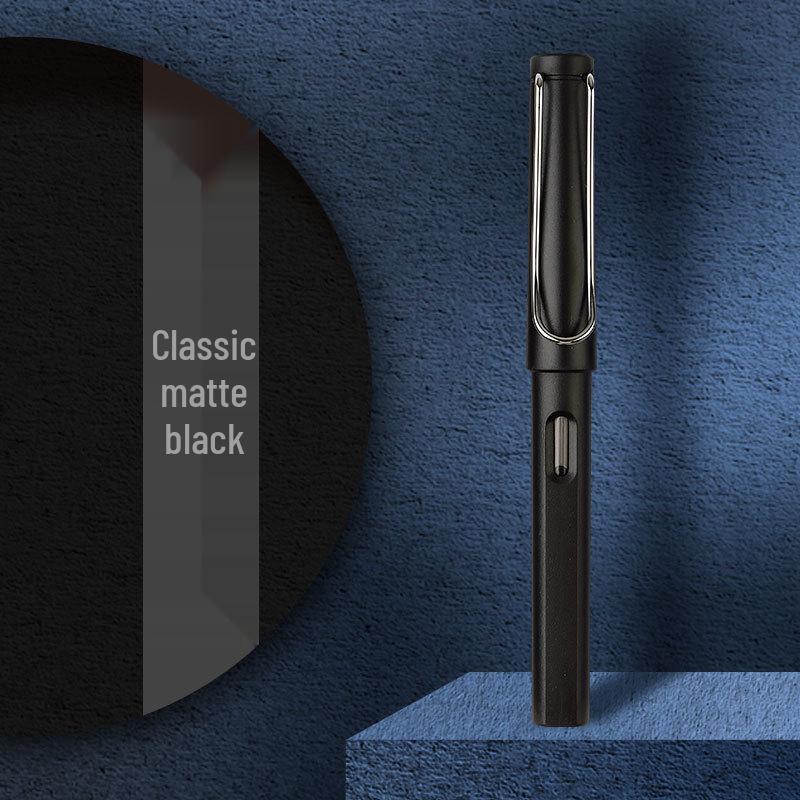 Refillable Ergonomic Fountain Pen for Students - Transparent Colored Plastic Design