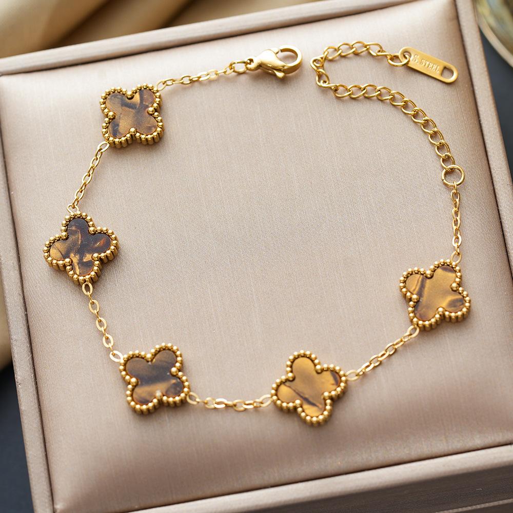 Titanium Steel Colorful Clover Women's Bracelet