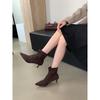 Autumn and winter pointed thin heel elastic boots thin boots medium boots matte high heel commuter short boots women's shoes