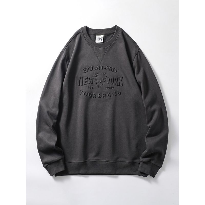 Retro Three-Dimensional Relief Spring and Autumn Export Print Sweater