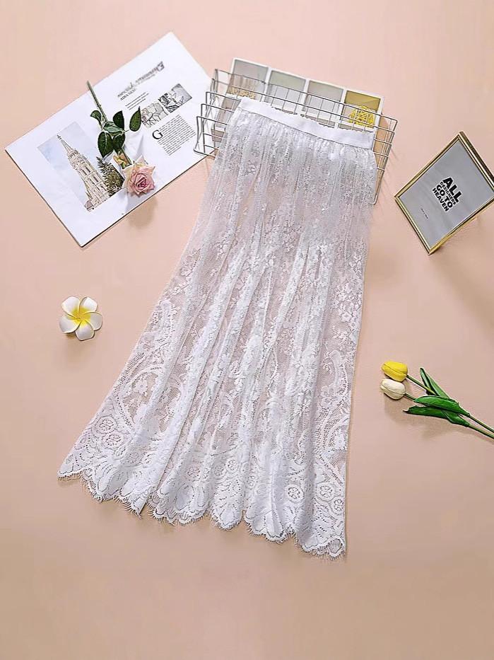 Lace Midi Skirt For Women With Hollowout Design Summer Aline Elegant Fashionable For Casual Wear