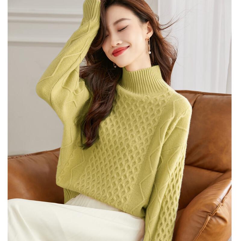 Srcr Women's 100% Wool Cable Knit Loose Sweater