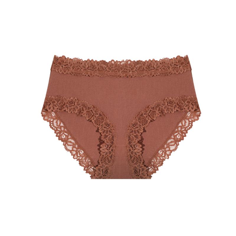 1pcs Women's High Waisted Plus Size Lace Spliced Cotton Underwear, Full Coverage Fashionable, Breathable, Soft and Comfortable Women's Underwear
